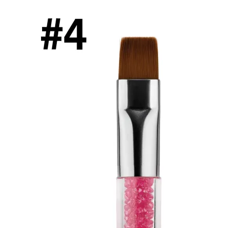 Pędzelek do żelu z kryształkami #4 – różowy | NILO Perfect Nails